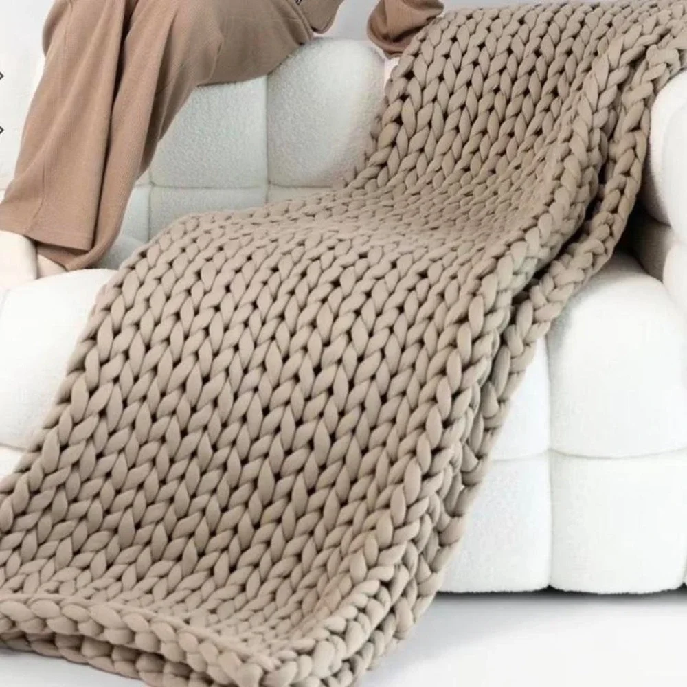 Comfrt 20lb weighted Driftwood‎ Chunky knit blanket NEW
